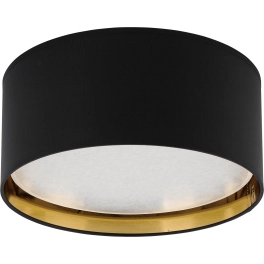 Estetyczna lampa sufitowa w kształcie czarnego walca ze złotym wnętrzem