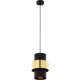 Stylowa lampa wisząca z regulowaną wysokością i czarno-złotym abażurem