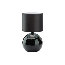 Klasyczna, mała lampka stołowa z czarnym abażurem, do sypialni