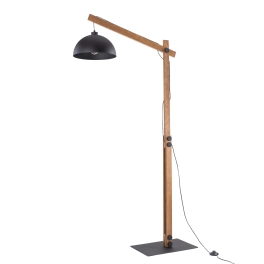 Wysoka, drewniana, regulowana lampa podłogowa w stylu rustykalnym