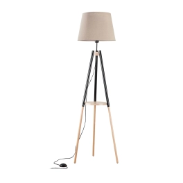 Lampa podłogowa w stylu skandynawskim z lnianym abażurem
