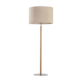 Lampa podłogowa w stylu skandynawskim, z lnianym abażurem