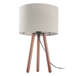 Dekoracyjna lampka stołowa, w stylu eco, z abażurem z naturalnego lnu