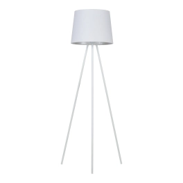 Ponadczasowa, biała lampa podłogowa typu trójnóg, idealna do salonu