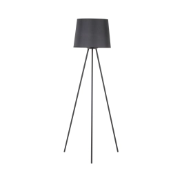 Klasyczna lampa stojąca w kolorze czarnym, trójnóg z abażurem