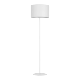 Biała, ponadczasowa lampa podłogowa o prostym kształcie