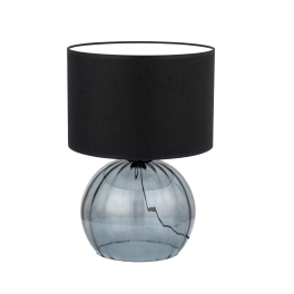 Stylowa lampka stołowa na okrągłej, szklanej podstawie, na szafkę nocną