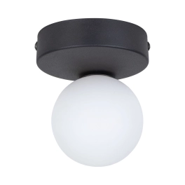 Minimalistyczna lampa sufitowa z okrągłym, mlecznym kloszem