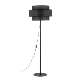 Lampa podłogowa do nowoczesnego salonu, podwójny, czarny abażur
