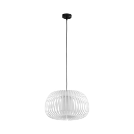Lampa wisząca w stylu skandynawskim z białym materiałowym abażurem, 40cm