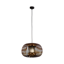 Lampa wisząca w stylu skandynawskim z czarnym materiałowym abażurem, 51cm