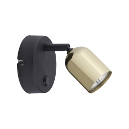 Minimalistyczna lampa ścienna, czarno-złoty reflektorek z włącznikiem