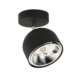Pojedyncza, czarno-srebrna lampa reflektor na sufit i ścianę (z żarówką)