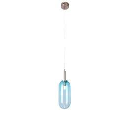 Niebieska lampa wisząca, ze szklanym kloszem, z wbudowanym LED-em