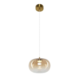 Bursztynowa lampa wisząca LED ze szklanym, okrągłym kloszem