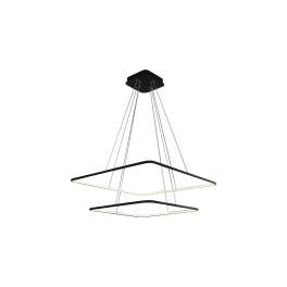 Podwójna, geometryczna, czarna lampa wisząca ze światłem LED, do salonu