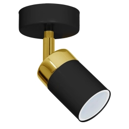 Regulowana lampa ścienna w kształcie tuby, czarno-złoty kinkiet
