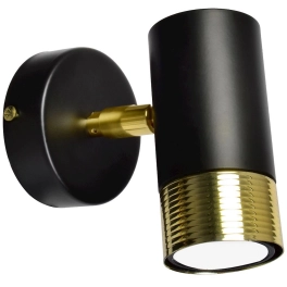 Czarno-złoty reflektor, kinkiet ścienny, regulowany kąt świecenia DANI