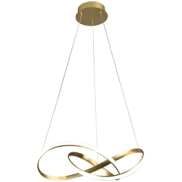 Złota, dekoracyjna lampa wisząca ze światłem LED o neutralnej barwie