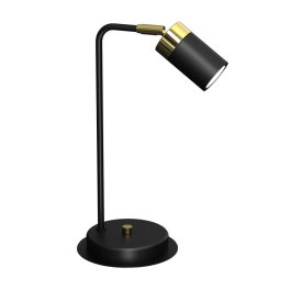 Loftowa, czarno-złota lampka biurkowa w kształcie reflektora