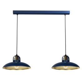 Lampa wisząca w kolorze niebieskim, dwa klosze zawieszone na listwie FELIX