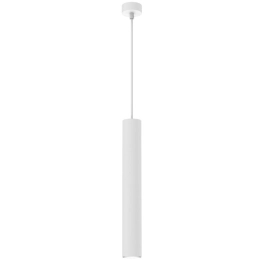 Minimalistyczna lampa wisząca, biała tuba na regulowanym zwisie