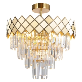 Ozdobna lampa sufitowa w stylu glamour, kolor złota, do salonu CARISMA