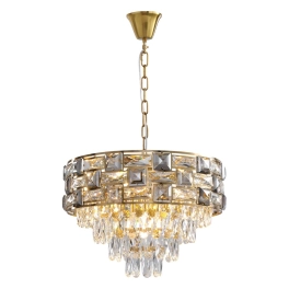Lampa wisząca w kolorze złota, kryształowe oświetlenie glamour LUXURIA