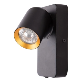 Czarno-złota lampa ścienna, minimalistyczny kinkiet reflektor