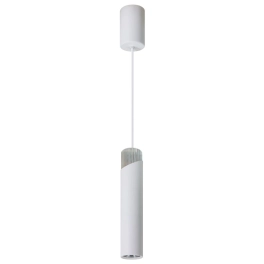 Minimalistyczna, biała lampa wisząca tuba z regulowaną wysokością