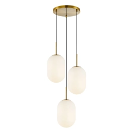 Lampa wisząca do salonu w stylu modern glamour, białe klosze