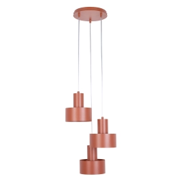 Lampa wisząca w kolorze ceglanym na okrągłej podsufitce RIF