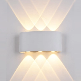 Biały, nowoczesny, dwukierunkowy kinkiet elewacyjny, zewnętrzny LED