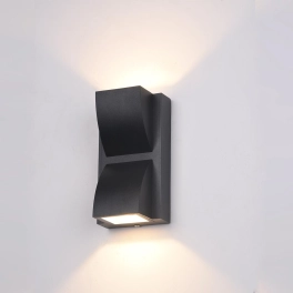 Czarna, dwukierunkowa lampa ścienna, elewacyjna, zewnętrzna LED