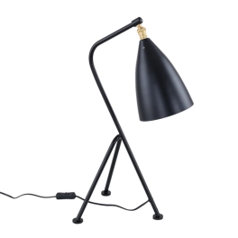 Designerska, czarna lampka biurkowa z regulowanym kloszem, mały trójnóg