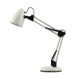 Klasyczna, biała lampka w stylu kreślarskim, idealna dla ucznia