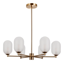 Żyrandol do salonu modern glamour, stylowa lampa z białymi kloszami