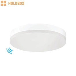 Okrągły, biały plafon LED z czujnikiem ruchu, lampa zewnętrzna