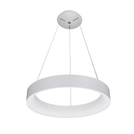 Okrągła, biała lampa wisząca ze światłem LED, do nowoczesnego salonu