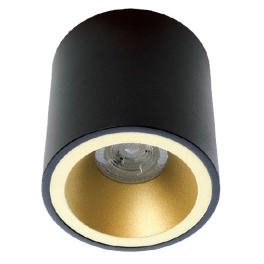 Czarno-złota, okrągła lampa sufitowa, spot natynkowy, downlight GU10