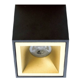 Czarno-złoty, kwadratowy spot natynkowy, oświetlenie punktowe GU10