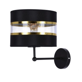 Ponadczasowa lampa ścienna z abażurem w kolorze czerni i złota