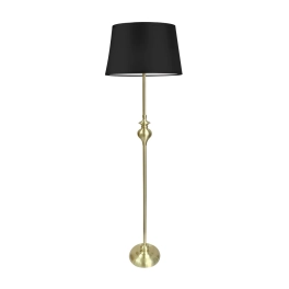 Elegancka, czarno-złota lampa podłogowa z włącznikiem na przewodzie