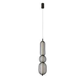 Lampa wisząca LED w kolorze czarnym, druciane elementy na zwisie