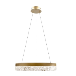 Złota lampa wisząca LED do wnętrz glamour, okrąg, kryształ