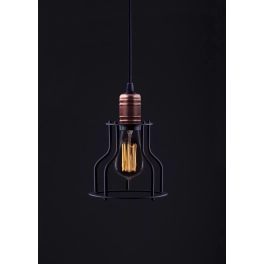 Lampa wisząca z drucianym, czarnym kloszem, do pomieszczeń loftowych