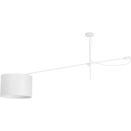 Biała, nowoczesna, ruchoma lampa sufitowa z klasycznym abażurem