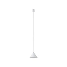 Lampa wisząca w kolorze bieli, ze stożkowym kloszem na żarówkę GU10