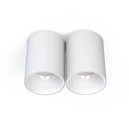 Podwójna lampa sufitowa ze spotami, w białym kolorze, na żarówki GU10