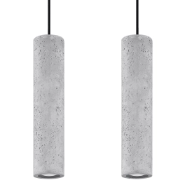Szare, betonowe tuby wiszące na listwie, regulowana wysokość
